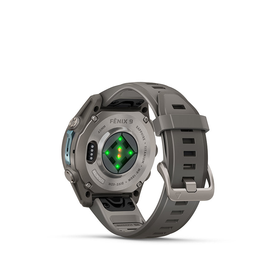 Garmin, fenix 9 43mm, Watch, Watch Color: Titanium, Wristband: Fog Grey - Silicone