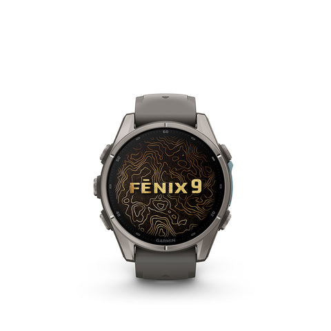 Garmin, fenix 9 43mm, Watch, Watch Color: Titanium, Wristband: Fog Grey - Silicone
