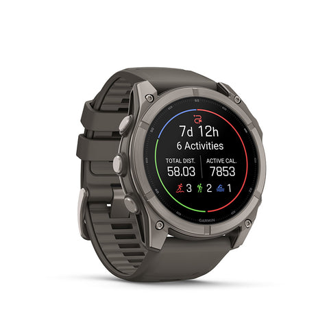 Garmin, fenix 9 51mm, Watch, Watch Color: Titanium, Wristband: Pebble Grey - Silicone