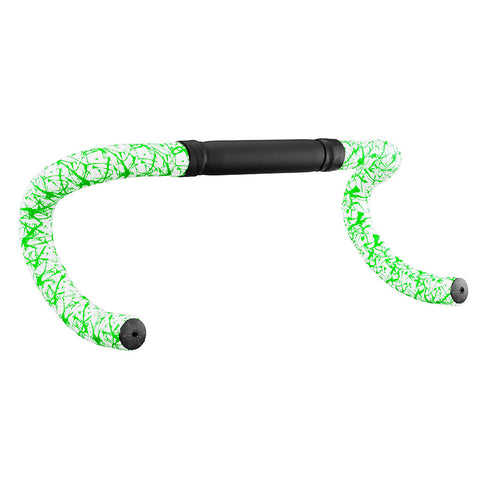 Supacaz, Super Sticky Kush Splat, Handlebar Tape, White/Black, with Black Star Plugs
