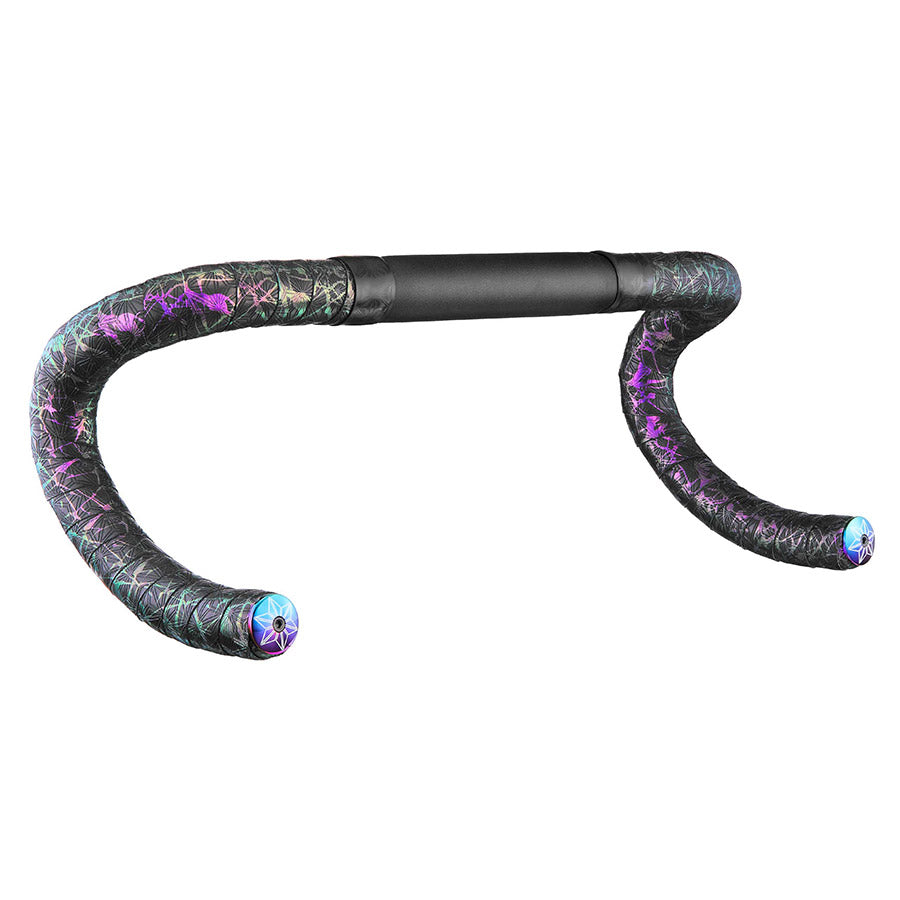 Supacaz, Super Sticky Kush Splat, Handlebar Tape, White/Black, with Black Star Plugs