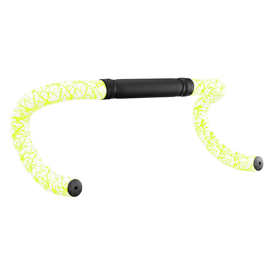 Supacaz, Super Sticky Kush Splat, Handlebar Tape, White/Black, with Black Star Plugs