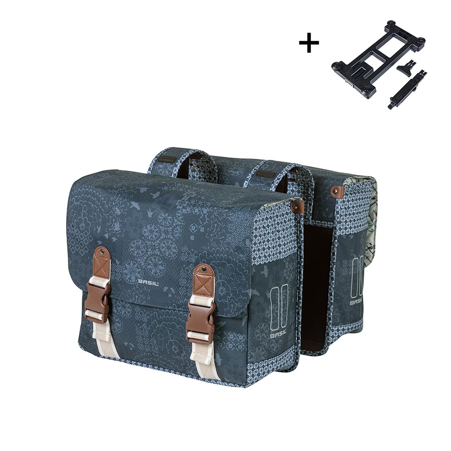 Basil, Bohème Double, Pannier, 35L, Blue, Pair
