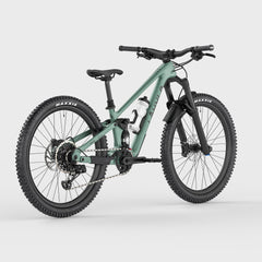 Lahyla Drew 24 kids mountain bike, rear three-quarter view with Manitou Mara shock