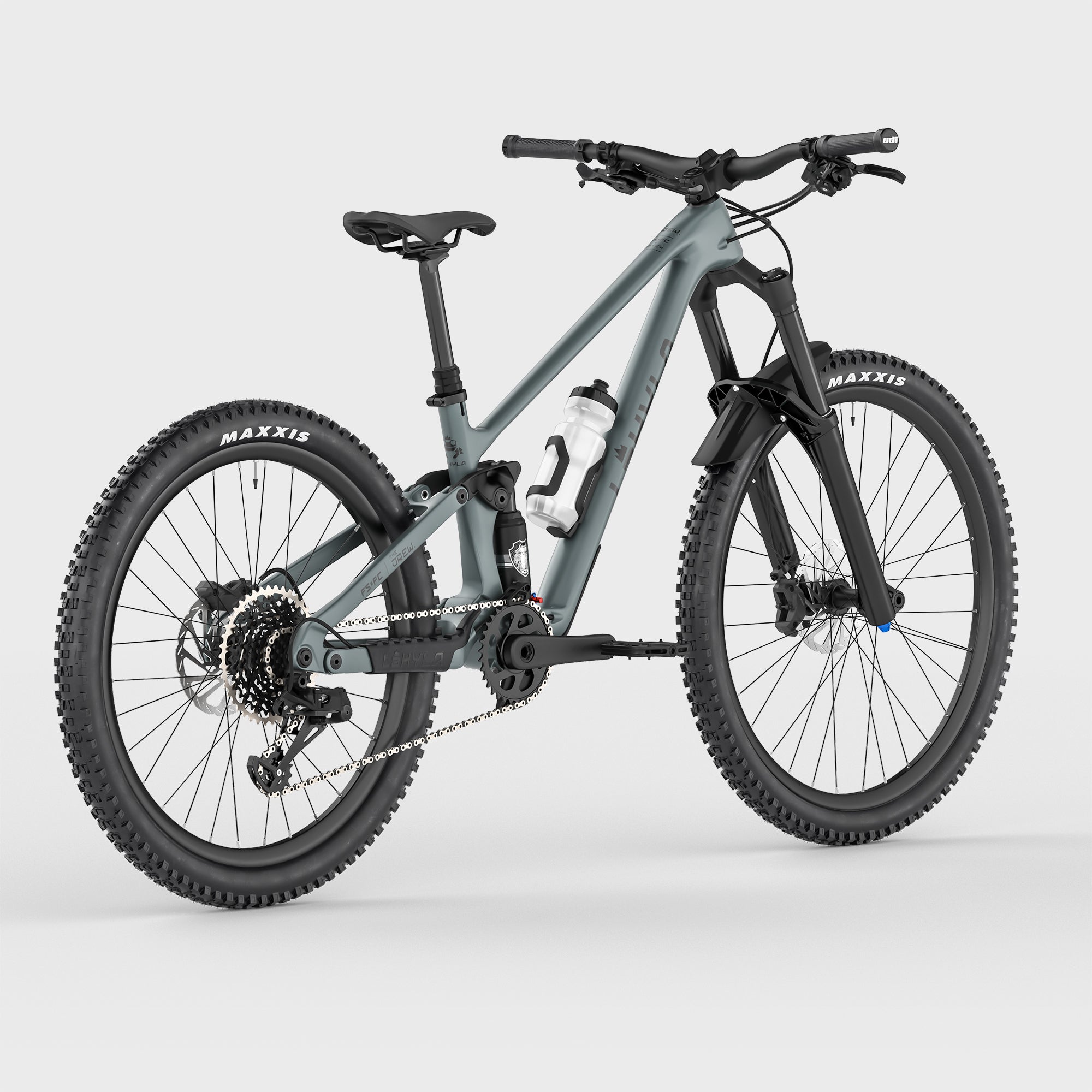 Lahyla Drew Mullet 26x24 kids mountain bike, rear three-quarter view with Manitou Mara shock