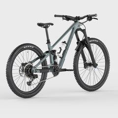 Lahyla Drew Mullet 26x24 kids mountain bike, rear three-quarter view with Manitou Mara shock