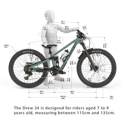 Lahyla Drew 24 size chart, riders 115 to 135 cm