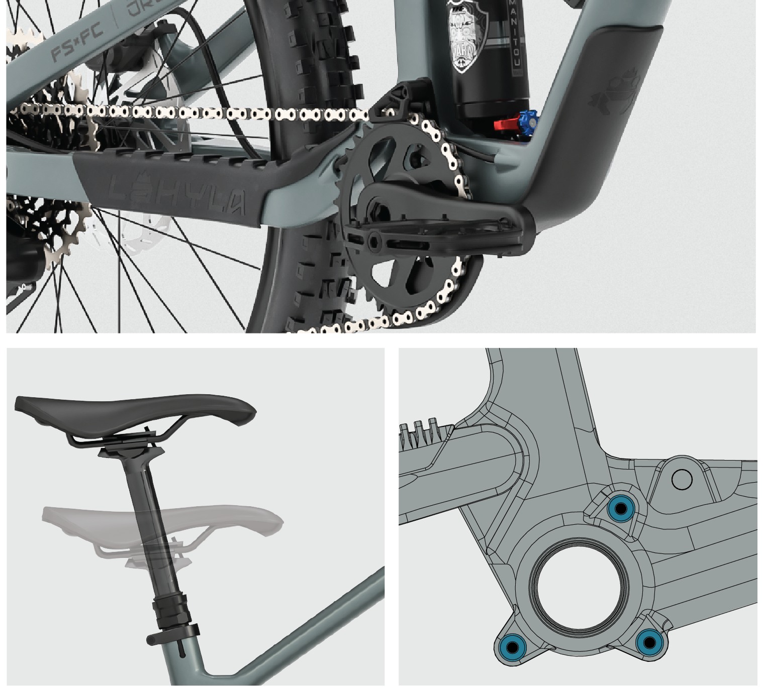 Lahyla Drew 24 youth specific components: dropper post, frame protection, pedals, ISCG05